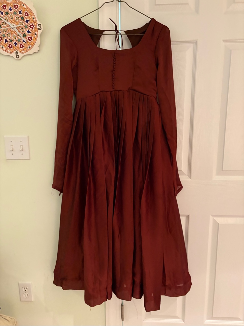 Handmade Burgundy Brown Romantic Maxi Dress | Renaissance Medieval Inspired | XS